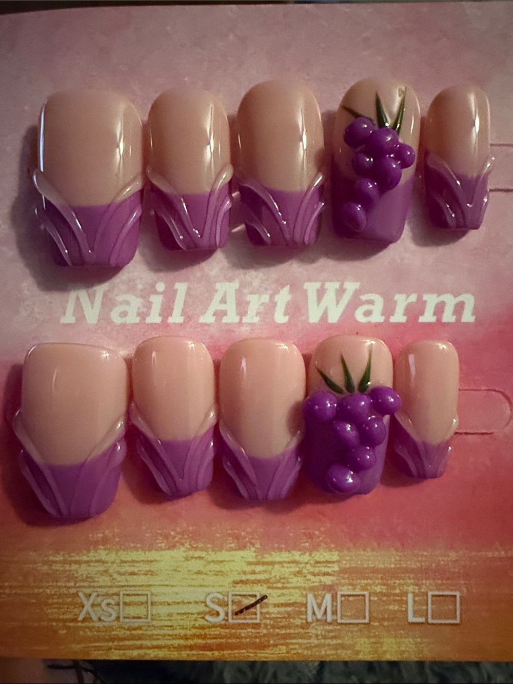 Grape Purple 3D handmade acrylic Press-On Nail Set